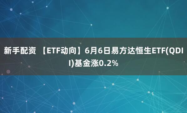 新手配资 【ETF动向】6月6日易方达恒生ETF(QDII)基金涨0.2%